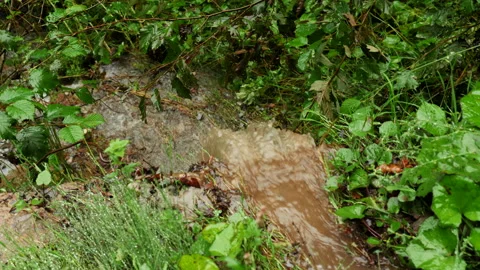 4K. Nature bad waterfall of small size in the forest. Slow Video stock 211338845