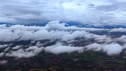 4k nature of clouds, View from an airplane window. Travel concept Stock Footage 258812876