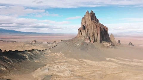4K nature landscape with mountains on motion background aerial Shiprock USA 스톡 동영상 168375331