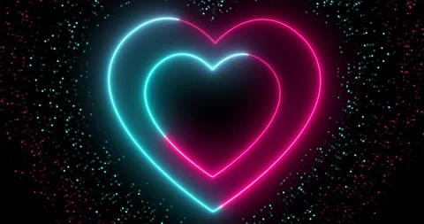 4k neon blue pink gradient heart shaped animated frame. Stock Footage 232086165