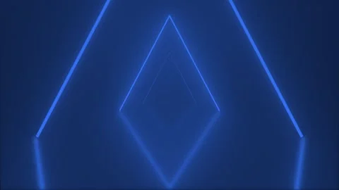 4K Neon Blue Triangle Tunnel Motion Background Loop Stock Footage 340470420
