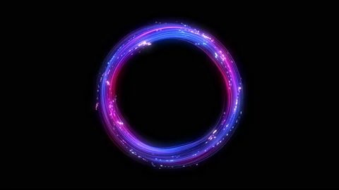 4k. NEON circle. Futuristic background. Multiple lines swirls Stock Footage 119728748