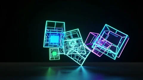 4K Neon cube 스톡 동영상 307762683