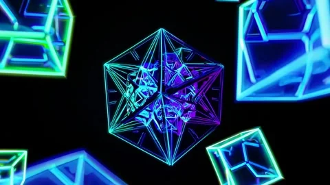 4K Neon cube 스톡 동영상 307764502