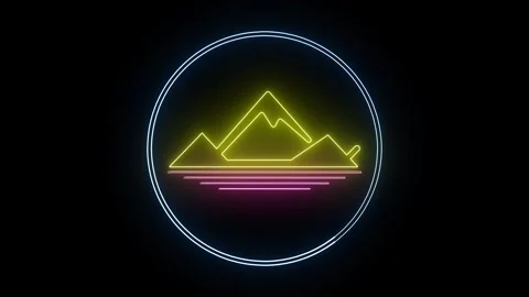 4K Neon Glow: Mountain Icon Animation: Vibrant Travel Inspiration. Stock Footage 282576649
