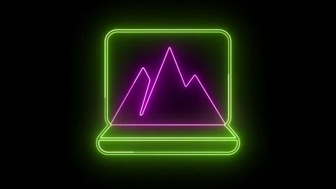 4K Neon Glow: Mountain Icon Animation: Captivating Travel Visuals. Stock Footage 282576744