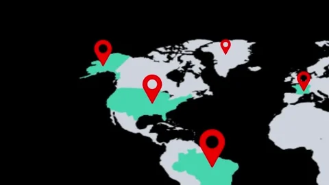 4K Neon Glowing World Map Animation with Location Markers  GPS Navigation a.. Stock Footage 309265542