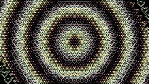 4K neon heart pattern animation with glowing metallic gold and pink Stock Footage 331737133