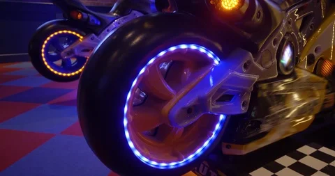 4K - Neon light of a arcade game machine Stock Footage 106190501