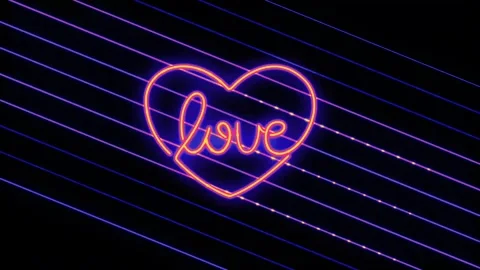 4k neon light blinking with love heart sign Video stock 259973609