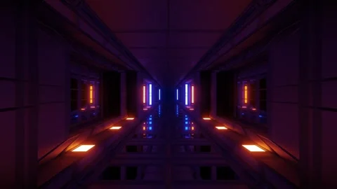 4k neon light trails in dark tunnel with vibrant colors motion footage 스톡 동영상 303136171