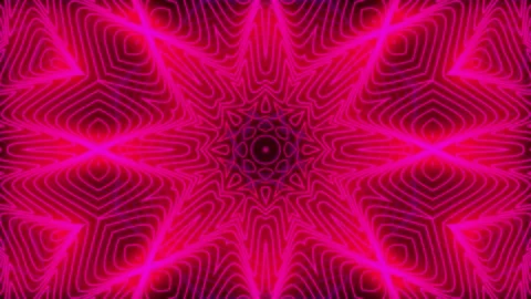 4K Neon Pink Kaleidoscope Geometry Tunnel Loop Stock Footage 340463598
