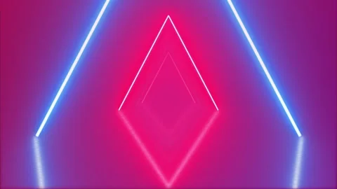 4K Neon Pink Triangle Tunnel Motion Background Loop Stock Footage 340470417