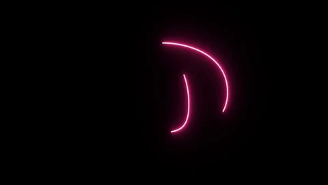 4K Neon pink whole note shape flickering on dark background Stock Footage 75334325
