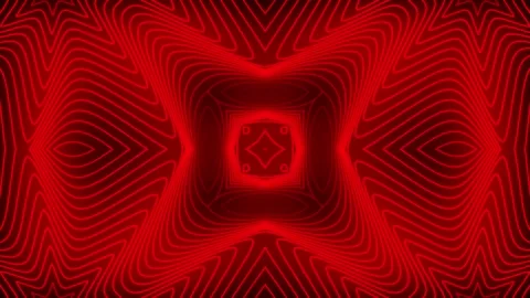 4K Neon Red Kaleidoscope Geometry Tunnel Loop Stock Footage 340463904
