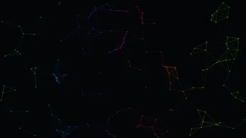 4K Neon RGB Plexus Network: Abstract Seamless Loop on Black Background 스톡 동영상 335225104