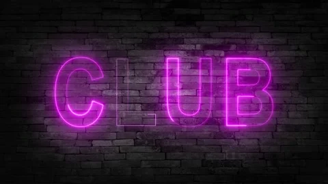 4K neon sign saying the word Club on a b... | Stock Video | Pond5