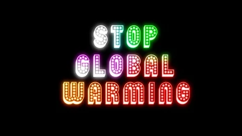 4K Neon Stop Global Warming With Glitch Effect Stock Footage