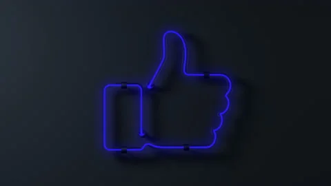 4k neon like symbol, 3d render whit flicker, Thumb up concept Stock Footage 165563158