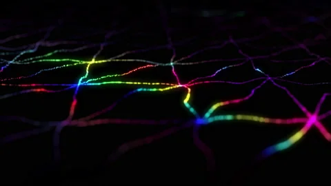 4k. NEON wireframe. Colorful backdrop. Low poly grid. Stock Footage 119730504