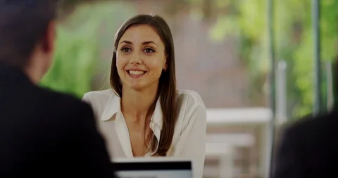 4K Nervous applicant being interviewed by panel at job interview Stock Footage 109411089