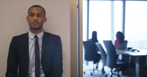 4K Nervous candidate waiting to be seen for job interview in corporate company Stock Footage 69083035