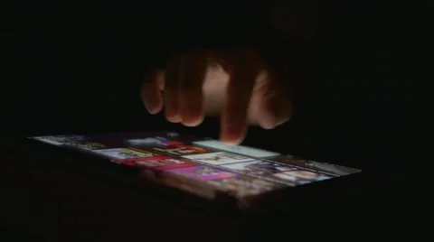 4K Netflix on Tablet Closeup Dark Background Stock Footage 59030005