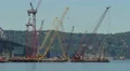 4K New Tappan Zee Bridge Tugboat Moves Barge-Mounted Crane 4k or 4k+ Resolution