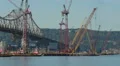 4K New Tappan Zee Bridge Tugboat Moves Barge-Mounted Crane 4k or 4k+ Resolution