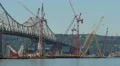 4K New Tappan Zee Bridge Tugboat Moves Barge-Mounted Crane 4k or 4k+ Resolution