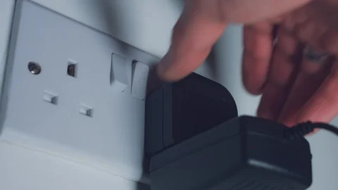 4k New Technology, Close-up of UK Socket Plug Stock Footage 86421470