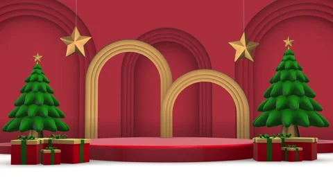 4K New Year's festive scene with decorations. Minimal merry christmas scene. Stock Footage 296421494
