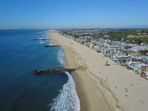 4K Newport Beach, Orange County - Flying North along the Coastline Stock Footage