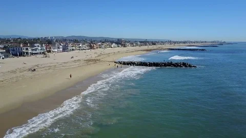 4K Newport Beach, Orange County - Flying along the Coastline Stock Footage 72201012