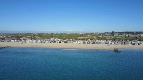 4K Newport Beach, Orange County - Flying to Shore Stock Footage 72201741