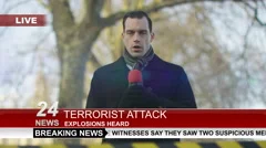 4K News Reporter Doing Live Piece To Camera Outdoors In City Stock Footage 4K News Reporter Doing Live Piece To Camera Outdoors In City Stock Footage