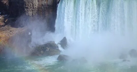 4K Niagria Falls Mist Cloud City Waterfall Gull Rainbow Stock Footage 307128649