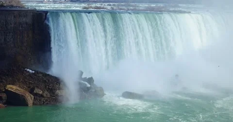 4K Niagria Falls Mist Cloud Waterfall Gulls Rainbow 스톡 동영상 307128729