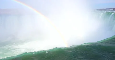 4K Niagria Falls Mist Cloud Waterfall Gulls Water Flowing Stock Footage 307128800