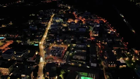 4K Night Aerial View of Torbole sul Garda, Lake Garda, Italy Stock Footage 316636619