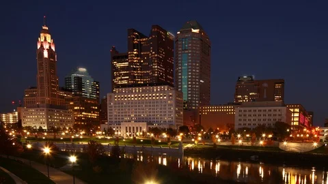 4K Night to day timelapse view Columbus, Ohio skyline Stock Footage 115855398