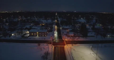 4K Night Drone Shot of 90th and Portland Ave Facing East Bloomington MN Stock Footage 257418519