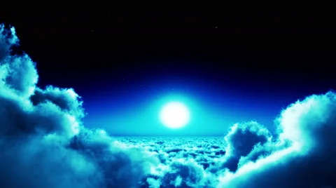 4k night flight in clouds mass,moon &amp; heaven sky,high altitude outer space. 스톡 동영상 53091658