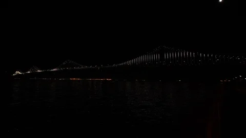 4K, night image of the Bay Bridge in San Francisco, California Stock Footage 101193910