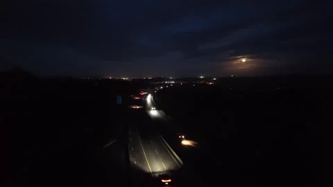 4K Night Road Through Dark Rural Landscape Stockbeeldmateriaal 333705252