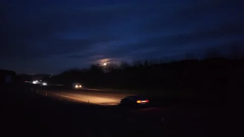 4K Night Road Through Dark Rural Landscape Stock-Footage 333705289