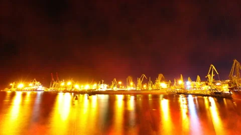 4K night seaport. timelapse. Stock Footage 122512904