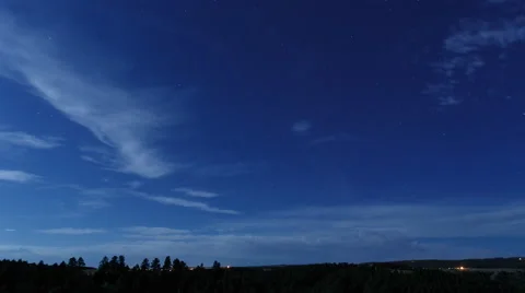 4K Night Time Lapse of Clouds Racing Across Moonlit Sky Stock Footage 54714860