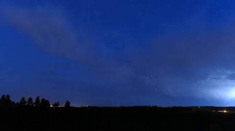 4K Night Time Lapse of Intense Prairie Thunderstorm Stock Footage 54713329