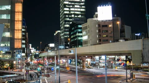 4k night time lapse of popular Roppongi area in Shibuya Tokyo Japan Stock Footage 46193361